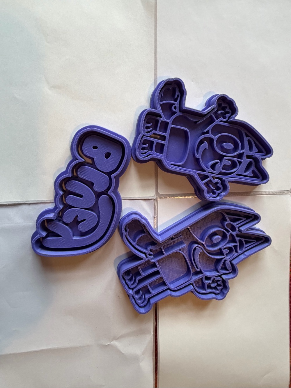 3D Printed Bluey Cookie Cutter Set Bingo Logo Tag Handmade 3pc Baking